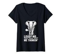 Women's Loud No That was Just Me Thinkin Elephant Humor V-Neck T-Shirt