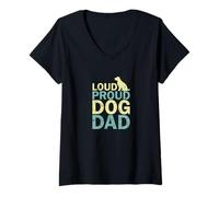 Womens Loud Proud Dog Dad V-Neck T-Shirt