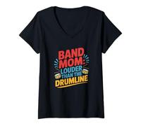 Womens Louder Than The Drumline, Marching Band Mom V-Neck T-Shirt