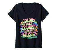 Womens Louder Than The Music EDM DJ Psychedelic Party Rave Mushroom V-Neck T-Shirt