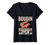 Womens Louisiana Food Lover Snack Foodie Meal A Reason Boudin V-Neck T-Shirt