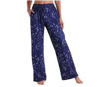 Womens Lounge Pants Summer Plaid Cotton Pyjama Bottoms Ladies Comfy Soft Loungewear Sleepwear Long Pants Elasticated Waist Drawstring Check Sleep Trousers