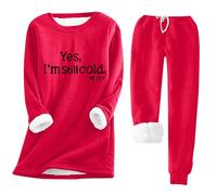 Womens Lounge Wear Sets Plus Size Clothing For Women Fleece Lined Loungewear Thermal Thick Lounge Wear Women Trousers Pjs For Women Sets Sherpa Winter Warm Yes I'M Still Freezing Fuzzy Sportswear