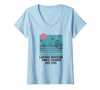 Womens louvre Museum Paris Flag Souvenir Men Women Girls Boys V-Neck T-Shirt