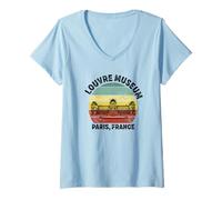 Womens louvre Museum Paris Flag Souvenir Men Women Girls Boys V-Neck T-Shirt