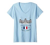 Womens louvre Museum Paris Flag Souvenir Men Women Girls Boys V-Neck T-Shirt