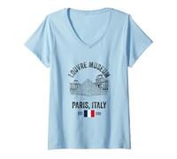 Womens louvre Museum Paris Flag Souvenir Men Women Girls Boys V-Neck T-Shirt