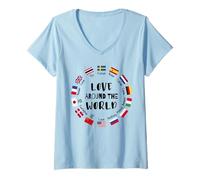 Womens Love Around The World multilingual Languages V-Neck T-Shirt