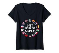 Womens Love Around The World multilingual Languages V-Neck T-Shirt