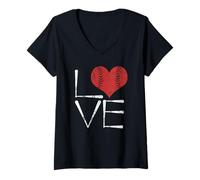 Womens Love Baseball and Bats Vintage Sports Baseball Player Coach V-Neck T-Shirt