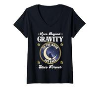 Women's Love Beyond Gravity to THE Moon and Back Since Forever Space V-Neck T-Shirt