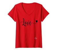 Women's Love Black Text Heart | Authentic Italian dolceSenso Brand V-Neck T-Shirt