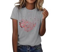 Women's Love Butterfly Floral Mexican Printed Shirt Short Sleeve Round Neck T Shirts Fashion Tops Lightweight Soft Casual Summer Clothes Workout Tees (1-Grey, M)