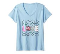 Womens Love Camper Van Adventure Forest V-Neck T-Shirt