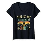 Women's Love Cruising Squad Vacation Trip This is My Cruise V-Neck T-Shirt