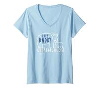 Womens Love Daddy Hugs Cute Funny Dad Mom Gifts Shirt Daughter Son V-Neck T-Shirt