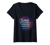 Womens Love Does Not Delight in Evil Bible Verse 1 Corinthians 13:6 V-Neck T-Shirt