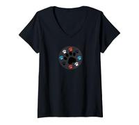 Women's Love Dogs Cute Dark Gray Combo Paw Print Design V-Neck T-Shirt