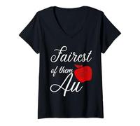 Womens Love Fans of Princ Snow Apple Magic Fairest of Them All V-Neck T-Shirt