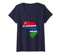 Women's Love Gambia with The Gambian Flag in Africa Map V-Neck T-Shirt