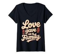Women's Love Gave Us a Family Quote Matching V-Neck T-Shirt