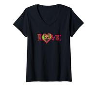 Womens Love German Shepherd Dog Lover Heart Felt Canine Enthusiast V-Neck T-Shirt