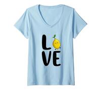 Women's Love Happy Lemon Fresh Summer Lemons Lemonade V-Neck T-Shirt