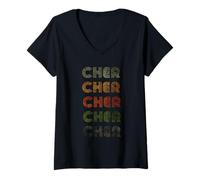 Womens Love Heart Cher Tee Grunge/Vintage Style Black Cher V-Neck T-Shirt
