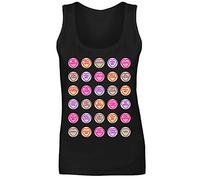 Womens Love Hearts Cute Candy Sweets Vest Tank Top Black UK 16 (XXL)