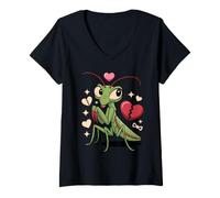 Women's Love Hurts Mantis Praying Mantis Bug Insect Pun V-Neck T-Shirt