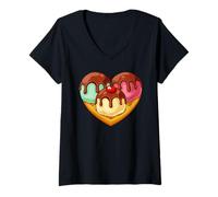 Women's Love Ice Cream Heart Shaped Fast Food Concept V-Neck T-Shirt