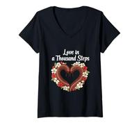 Womens Love in A Thousand Steps Millipede Romance Naturecore V-Neck T-Shirt