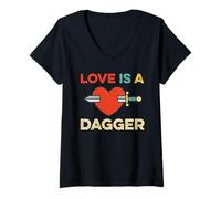Womens Love is A Dagger Quote Meme V-Neck T-Shirt