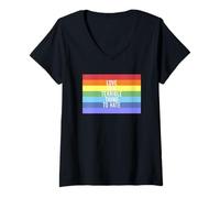 Women's Love is A Terrible Thing to Hate Rainbow Flag Gay Pride V-Neck T-Shirt