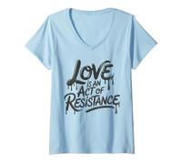 Womens Love Is Act Of Resistance Teach Freedom Truth Resist V-Neck T-Shirt