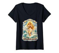 Women's Love is Divine Aphrodite Goddess Greek Mythology V-Neck T-Shirt