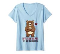 Women's Love is in The Air Try Not to Breathe Grumpy Bear V-Neck T-Shirt