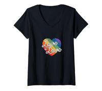 Women's Love is Love Colorful Heart V-Neck T-Shirt