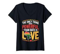 Women's Love is More Powerful Than Hate 100th Black History Month V-Neck T-Shirt
