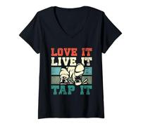Women's Love It Live It Tap It Dance Rhythm Dancer V-Neck T-Shirt