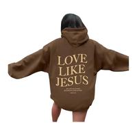 Womens Love Like Jesus Christian Hoodies Y2K Graphic Lightweight Hooded Outfits 2025 Beach Casual with Hood Summer Pullover Hoodies Cute Cartoon with Designs Fashion Trendy Essential Coffee