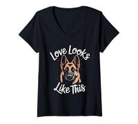 Womens Love Looks Like This German Shepherd Dog Lover Men Women Kid V-Neck T-Shirt