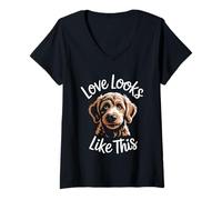 Womens Love Looks Like This Golden Doodle Dog Lover Men Women Kids V-Neck T-Shirt