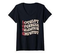 Womens Love Loyalty Openness Validation Empathy Groovy Vintage 70s V-Neck T-Shirt
