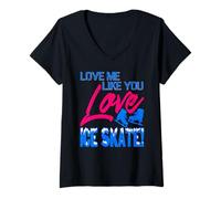 Womens Love Me Like You Adore Sliding on Frozen Rink Adventures V-Neck T-Shirt