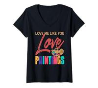 Womens Love Me Like You Love Creative Paint Lovers V-Neck T-Shirt