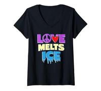 Women's Love Melts ICE - Peace Change Freedom Peaceful Message V-Neck T-Shirt