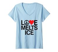 Women's Love Melts ICE - Peace Change Freedom Warm Peaceful Message V-Neck T-Shirt