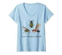 Women's Love Natures Small Insect Beetle Fly Ant Botanical Art V-Neck T-Shirt