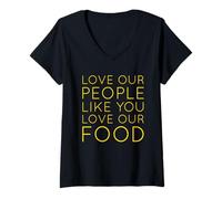 Women's Love Our People Love Our Food - Asian American Pride AAPI V-Neck T-Shirt